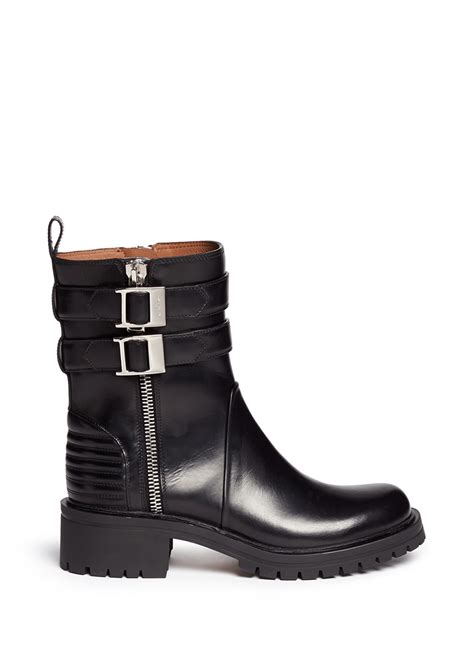 givenchy double buckle strap leather combat boots|givenchy boots women.